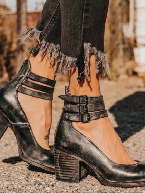 Freebird by Steven Shoes - Freebird by Steven Women's Black Double Buckle Ankle Heels